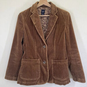 Gap Women’s Velvet Blazer Golden Brown Sz 2 Lined Dark Academia Preppy Grampa